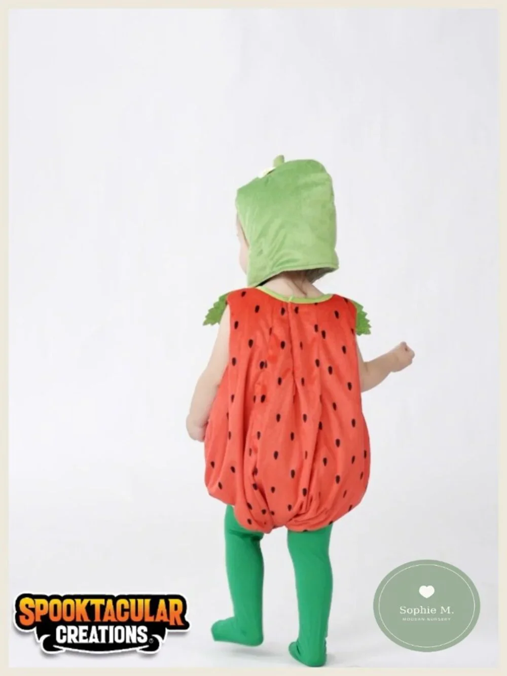 Baby Strawberry Costume Toddler Fruit Halloween Dress Up Hooded Costume